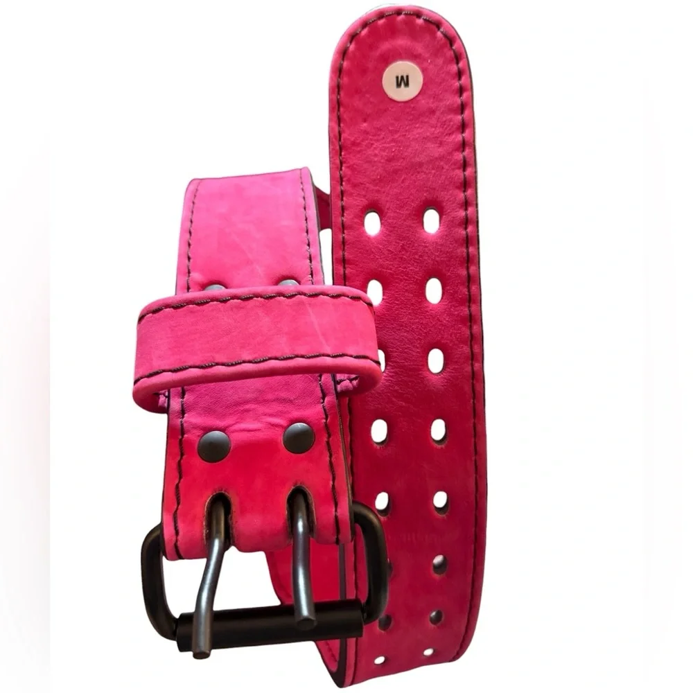 Inaka Power 10mm Magenta Leather Weightlifting Belt with Embossed Logo, size M - Picture 10 of 14